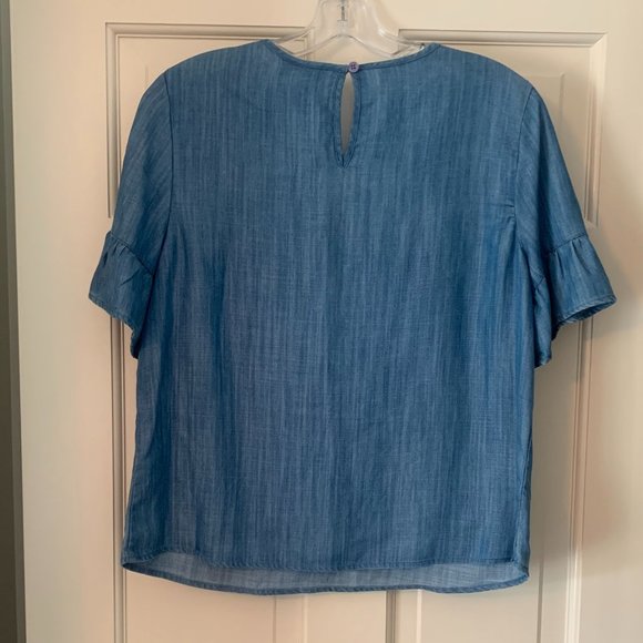 2/$25 Crown & Ivy Chambray Embroidered Top - Size Small - Picture 2 of 7